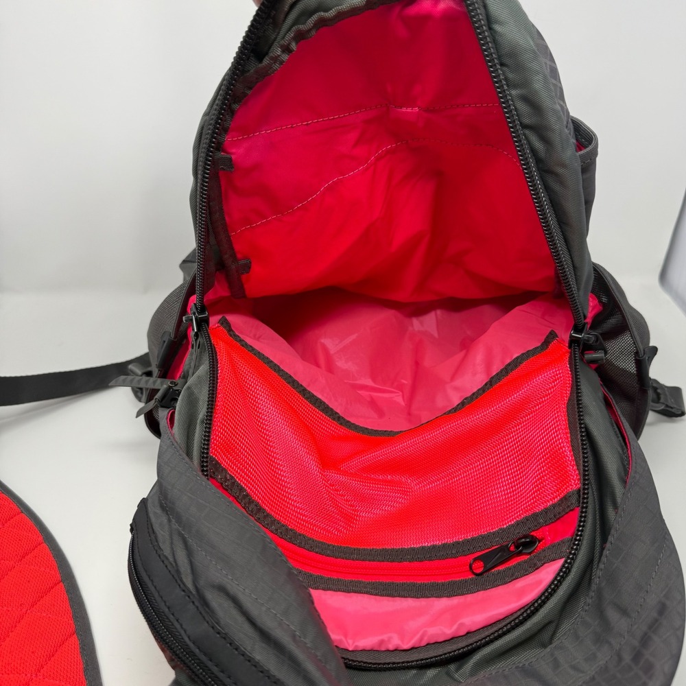 Nike Sport Backpack Grey Red Ripstop Multi-Pocket Shoe Compartment Training Bag - Picture 11 of 14